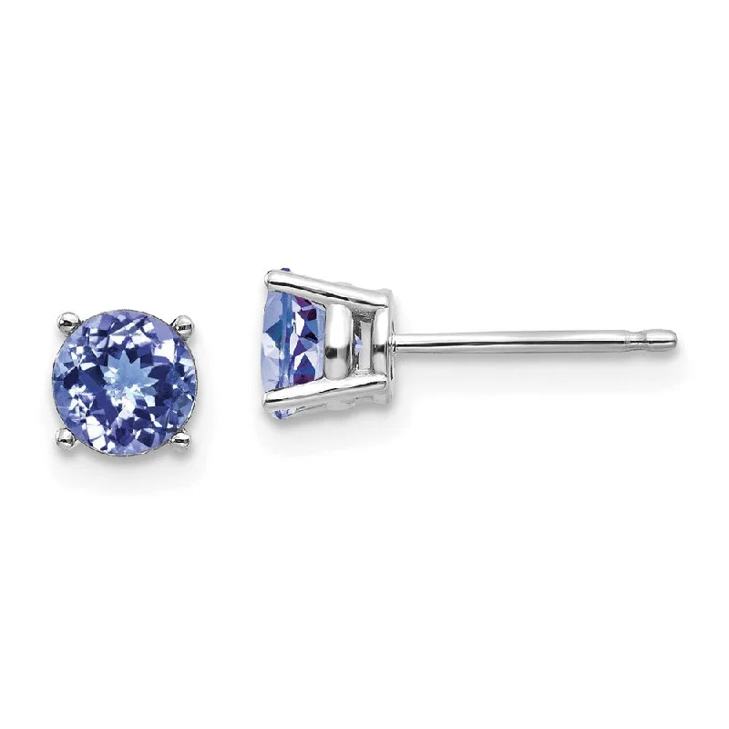 14k White Gold Tanzanite Stud Earrings (L-5 mm, W-5 mm)