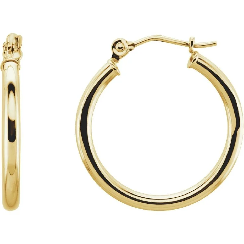 14k Yellow Gold 20 mm Tube Hoop Earring for Women