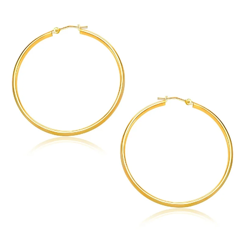 14k Yellow Gold Polished Hoop Earrings (30mm)