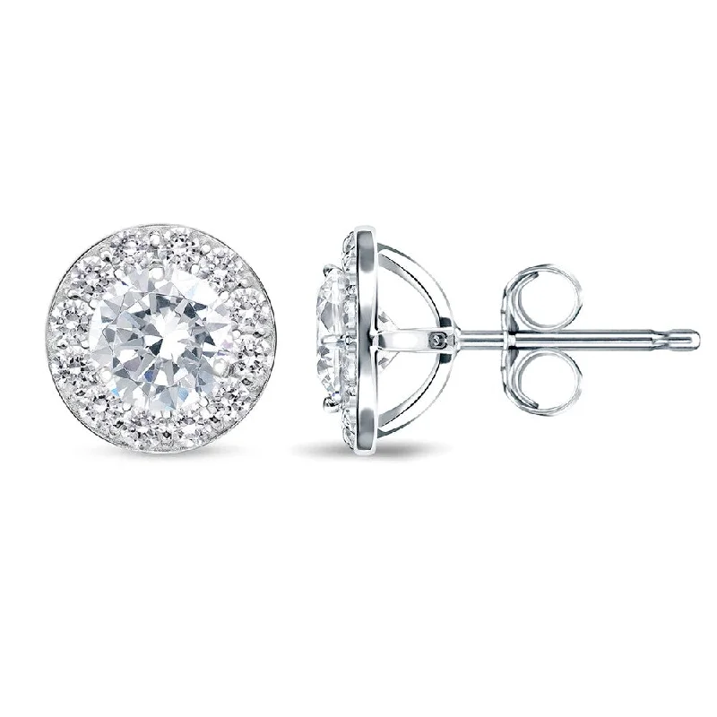 Auriya 1/2 to 2ctw Round Halo Diamond Stud Earrings 14k White Gold (H-I, SI1-SI2)