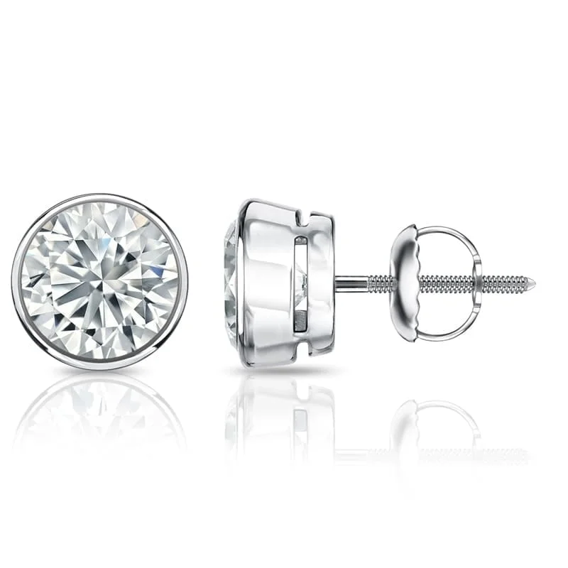 Auriya 2ct TW Round Bezel Set Diamond Stud Earrings 14kt Gold Certified