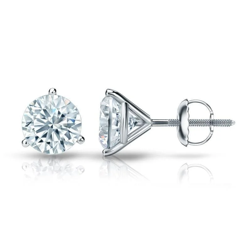 Auriya Platinum 2 1/4ctw 3 Prong Martini Set Round Diamond Stud Earrings Certified