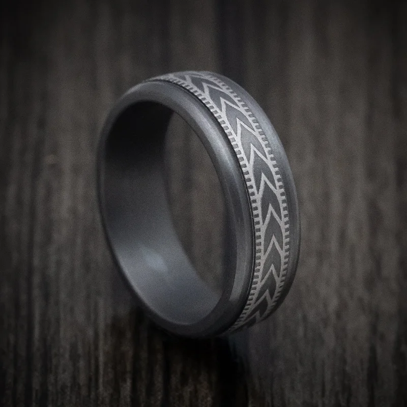 Darkened Tantalum Men's Ring with Wheat Millgrain Design