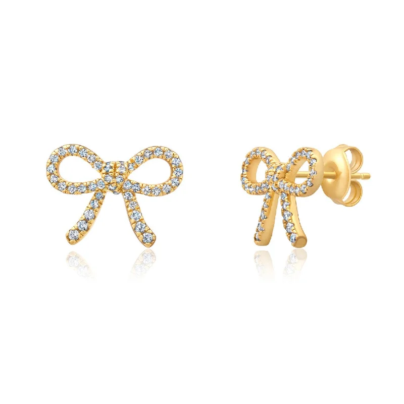 Crislu Fashion Fairy-Tale Bow Earrings in 18KT Yellow Gold Plated Sterling Silver