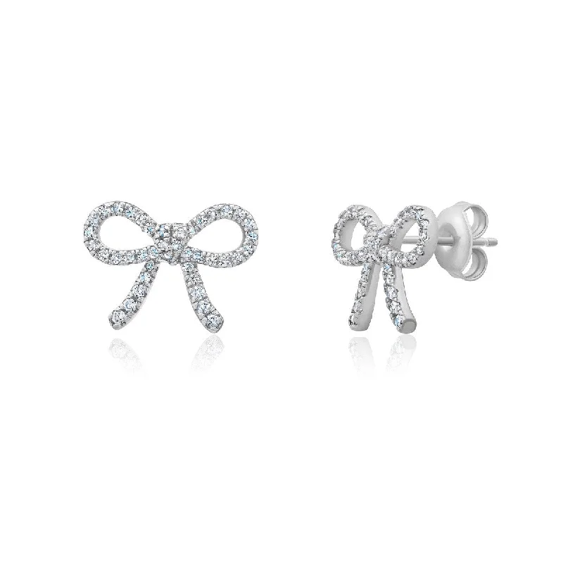 Crislu Fashion Fairy-Tale Bow Earrings in Platinum Plated Sterling Silver