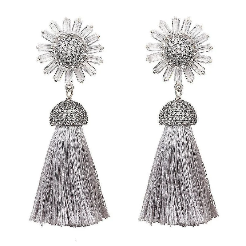 Daisy Tassel Hoop Earrings