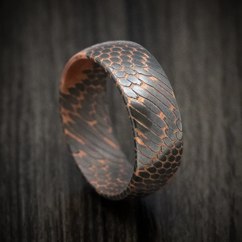 Darkened Superconductor Men's Ring Custom Made Titanium-Niobium And Copper Band