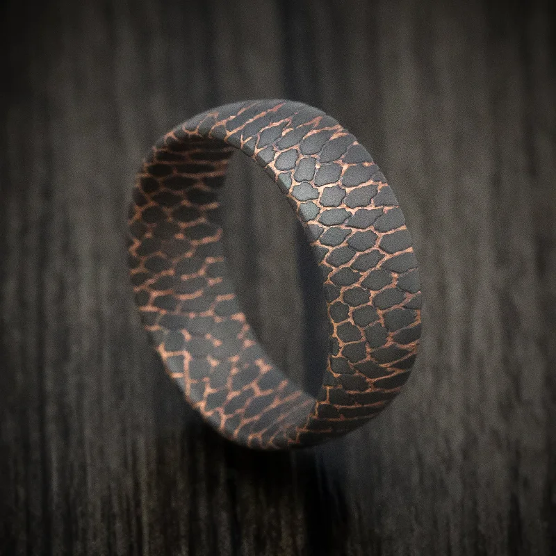 Darkened Superconductor Men's Ring Custom Made Titanium-Niobium And Copper Band