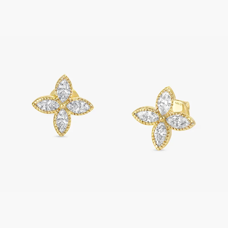 Diamond Marquise Clover Earrings, Leticia