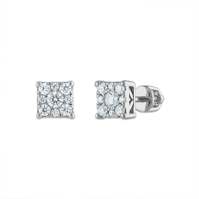 EcoLove 1/2 CTW Lab Grown Diamond Cluster Stud Earrings in 14KT White Gold