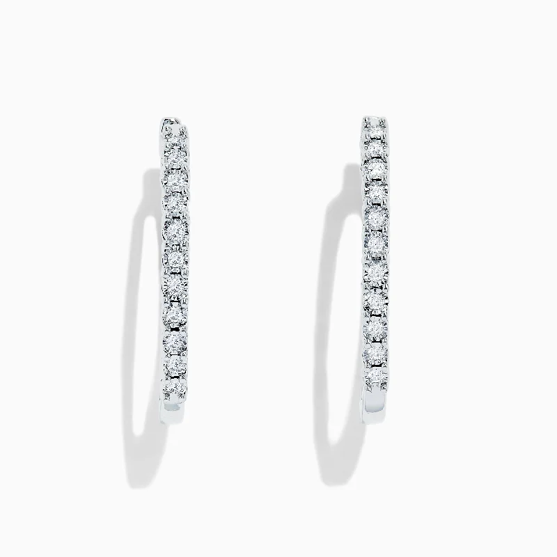 925 Sterling Silver Diamond Hoop Earrings, 0.24 TCW