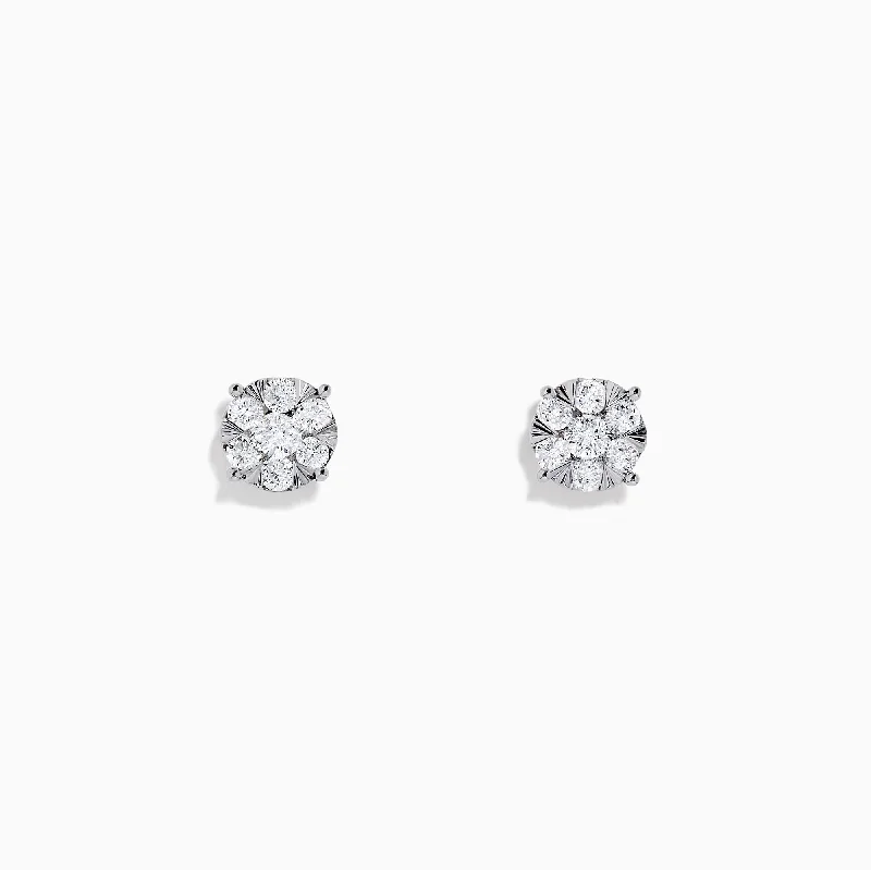 Bouquet 14K White Gold Diamond Cluster Earrings, 0.52 TCW