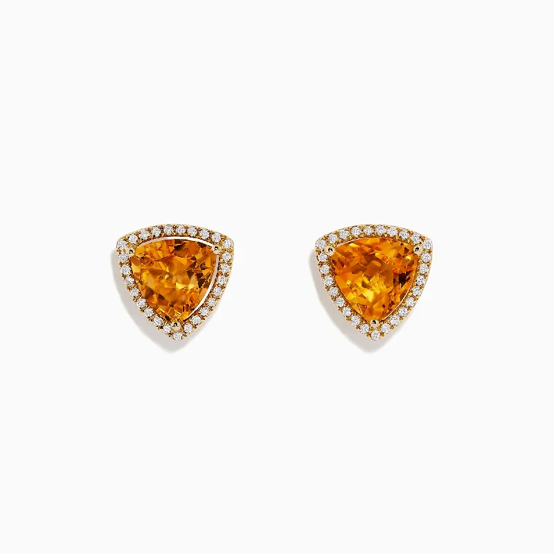 Sunset 14K Yellow Gold Citrine and Diamond Earring, 3.56 TCW