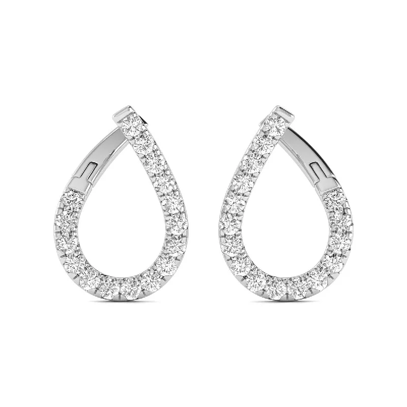 Marquee 1 1/4 Carat TW Fancy Natural Diamond Hoop Earrings in 14K White Gold