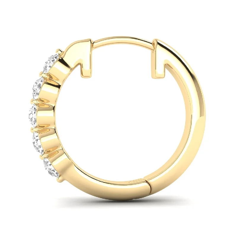 Marquee 1/2 Carat TW Classic Diamond Hoop Earrings in 14K Yellow Gold