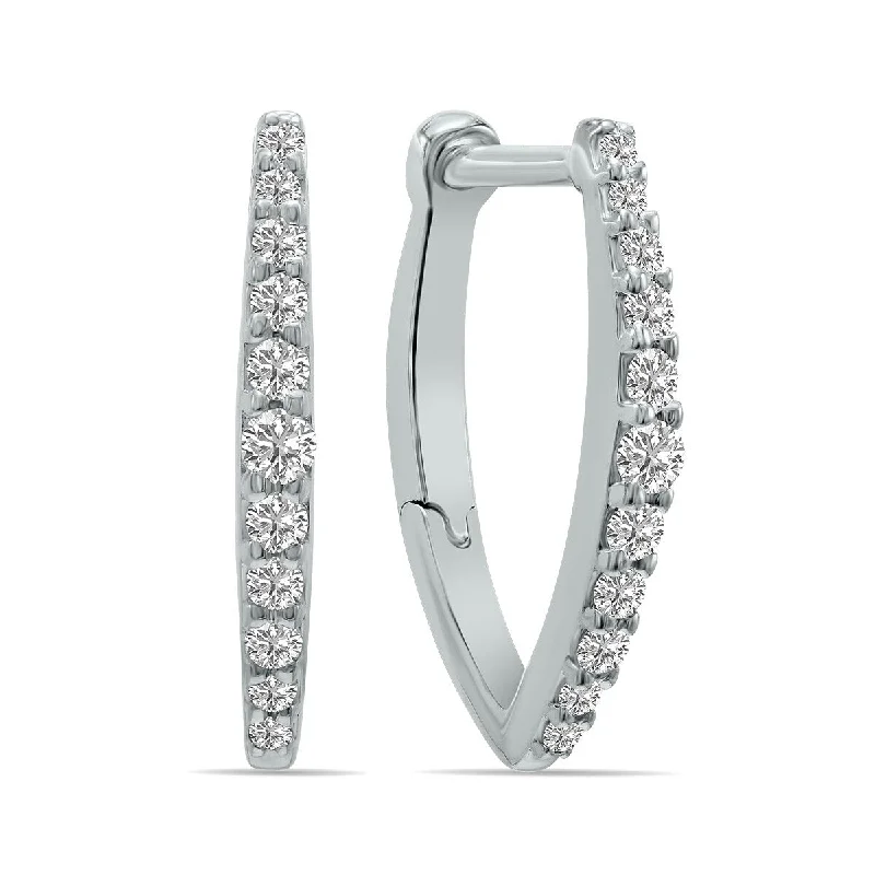 Marquee 1/4 CTW Heart Shape Lab Grown Diamond Huggies Hoop Earrings in 10K White Gold (F-G Color, VS1- VS2 Clarity)