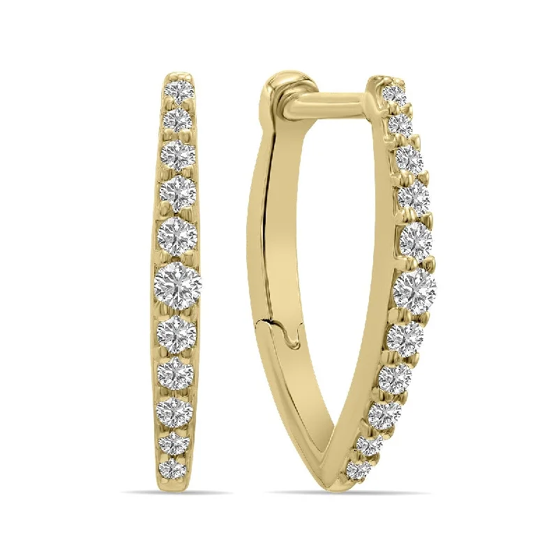 Marquee 1/4 CTW Heart Shape Lab Grown Diamond Huggies Hoop Earrings in 10K Yellow Gold (F-G Color, VS1- VS2 Clarity)