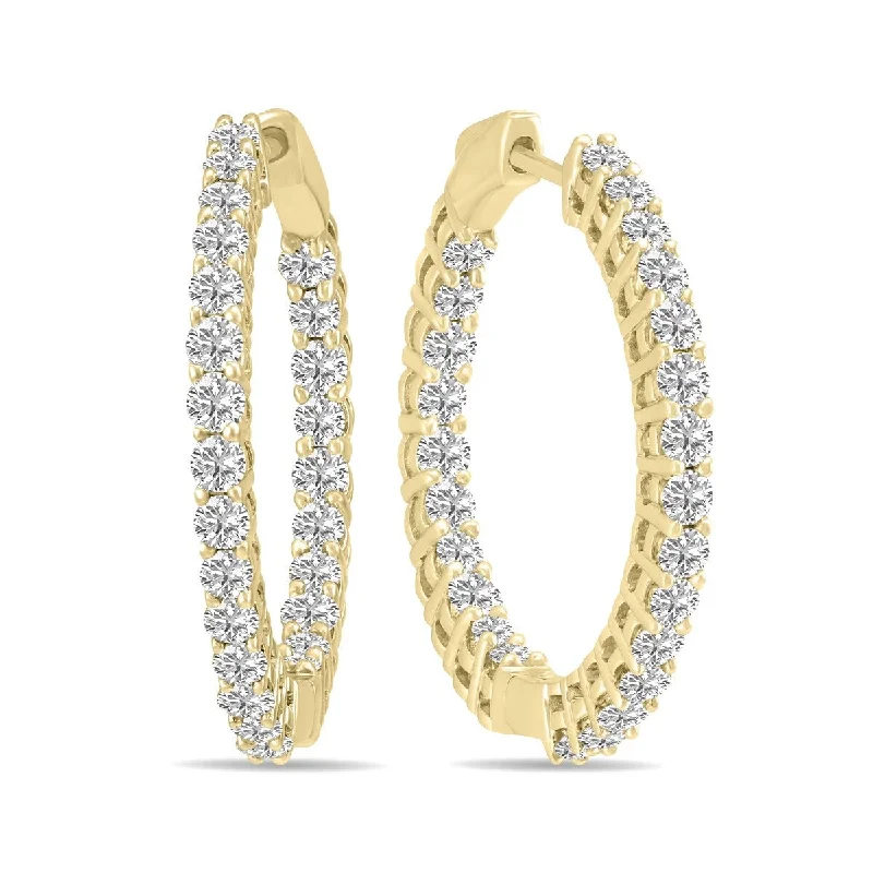 Marquee 10 Carat TW Round Lab Grown Diamond Hoop Earrings in 14K Yellow Gold