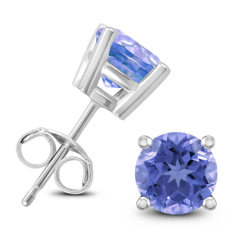 Marquee 14K White Gold 5MM Round Tanzanite Earrings