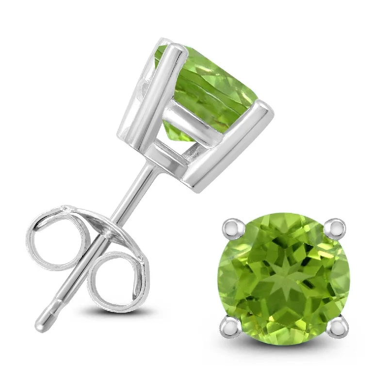 Marquee 14K White Gold 6MM Round Peridot Earrings