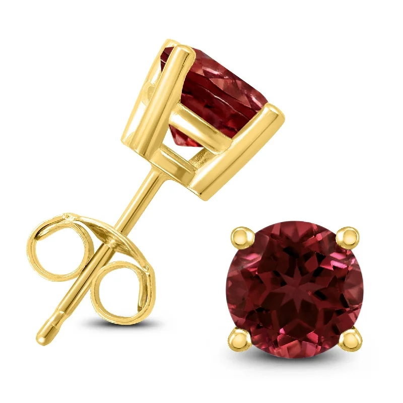 Marquee 14K Yellow Gold 5MM Round Garnet Earrings