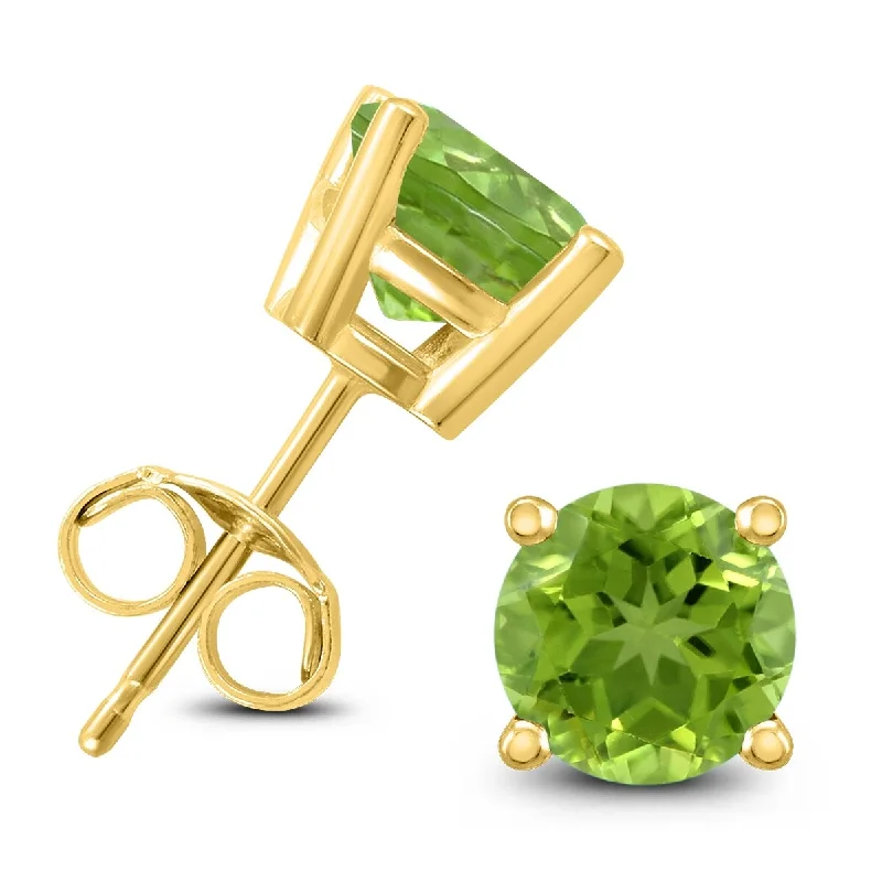 Marquee 14K Yellow Gold 5MM Round Peridot Earrings