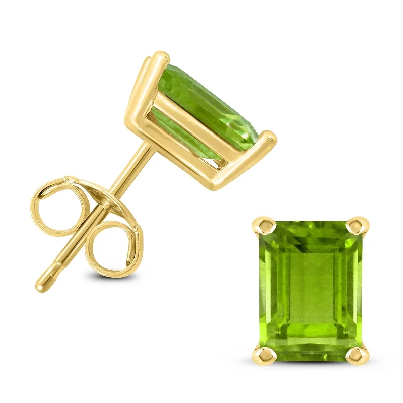 Marquee 14K Yellow Gold 6x4MM Emerald Shaped Peridot Earrings