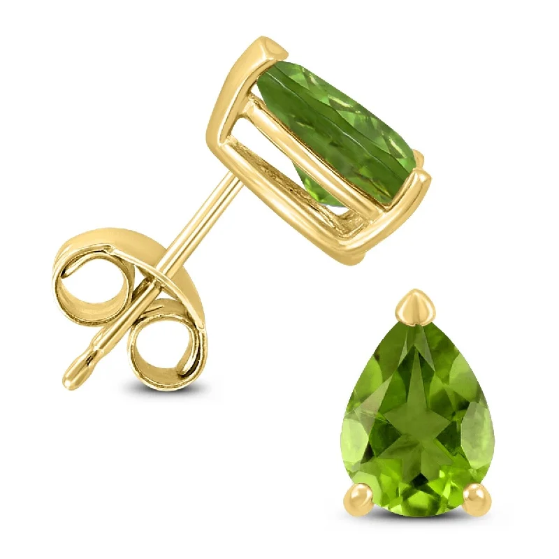 Marquee 14K Yellow Gold 6x4MM Pear Peridot Earrings