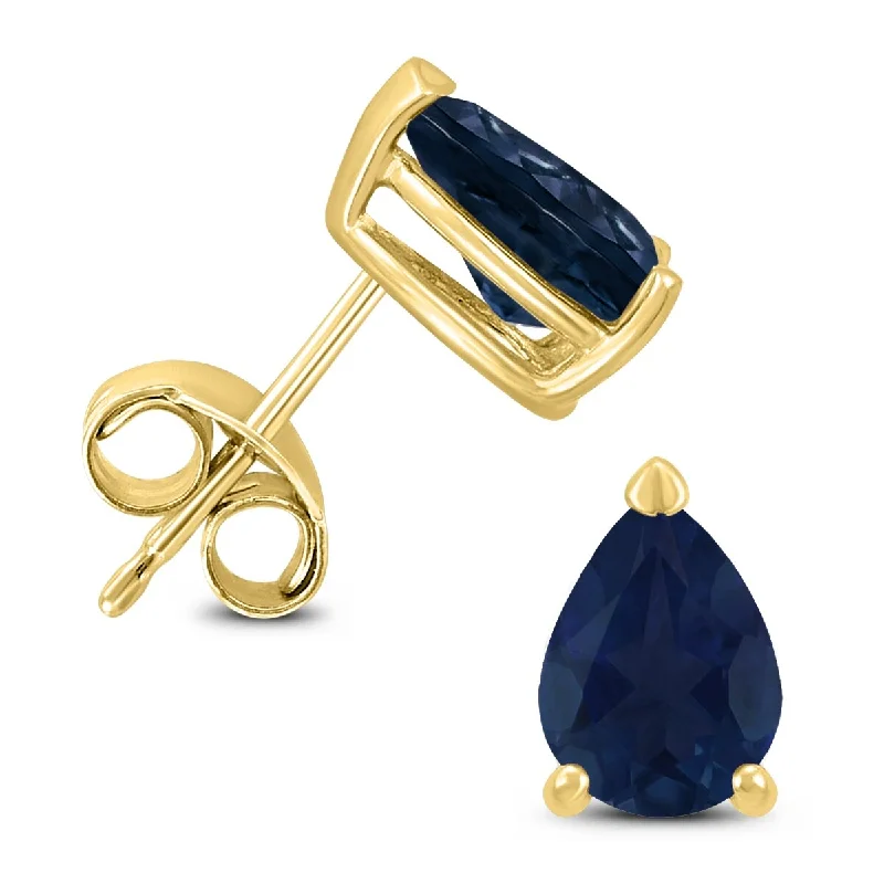 Marquee 14K Yellow Gold 6x4MM Pear Sapphire Earrings