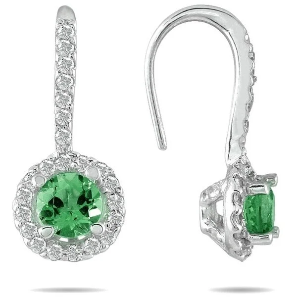 Marquee 3/4 Carat TW Emerald and Diamond Earrings in 10K White Gold