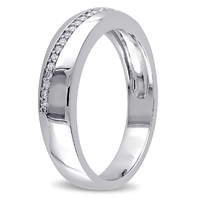 Miadora Men's Sterling Silver 1/10ct TDW Diamond Wedding Band