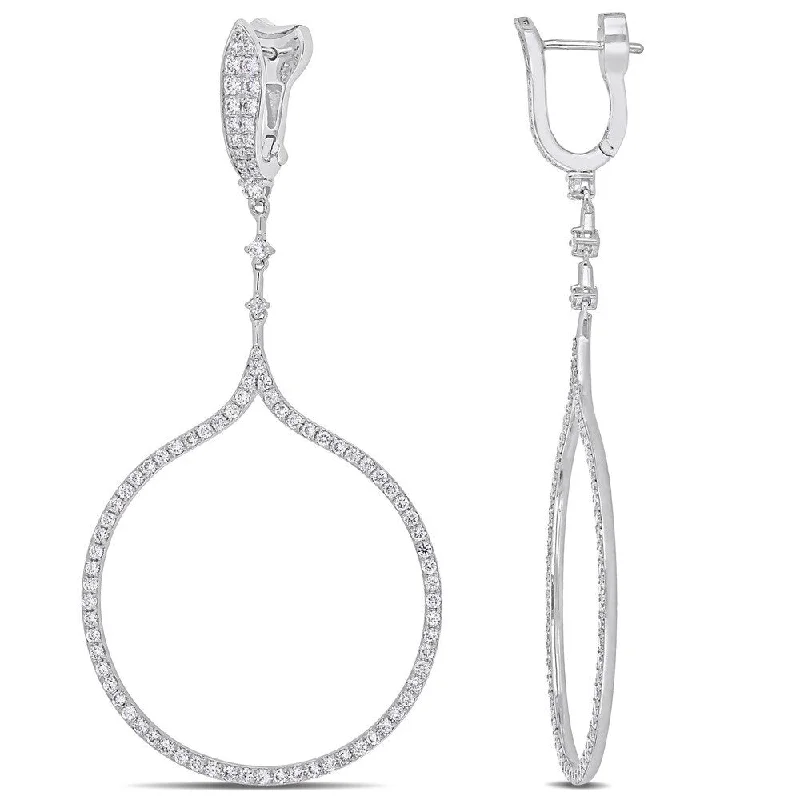 Miadora Signature Collection 14k White Gold Open Loop Dangle Earrings