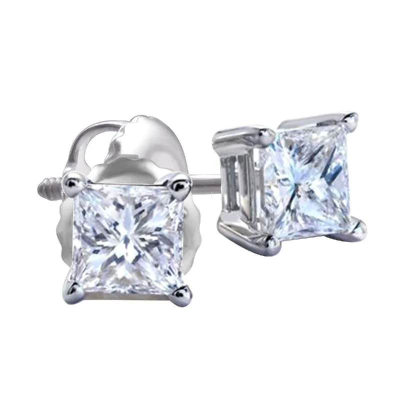 Premiere 1/2 CTW Diamond Solitaire Stud Earrings in 14KT White Gold