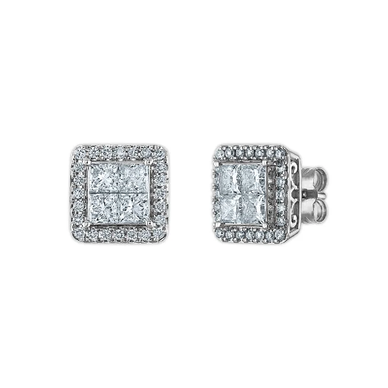 Red Hot Deal 2 CTW Lab Grown Diamond Square Halo Earrings in 14KT Gold