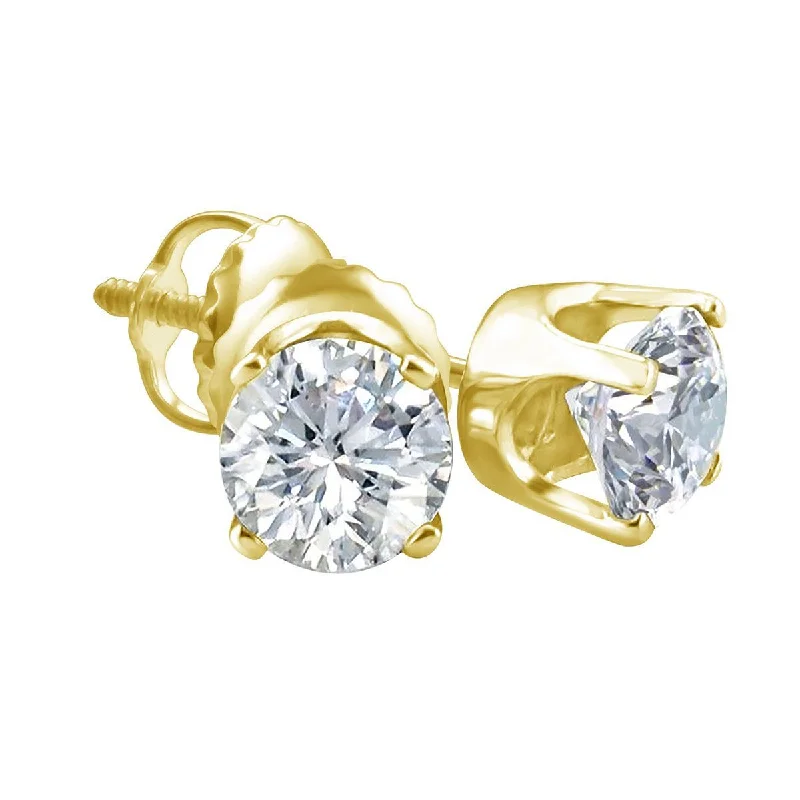 Royale 1/3 CTW Diamond Solitaire Stud Earrings in 14KT Yellow Gold