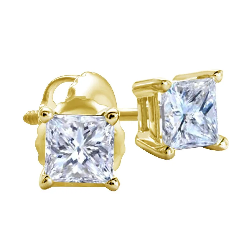 Royale 1/3 CTW Diamond Solitaire Stud Earrings in 14KT Yellow Gold