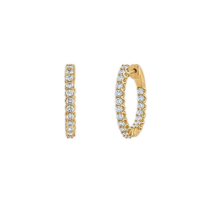 Signature EcoLove 1 CTW Lab Grown Diamond Hoop Earrings in 14KT Yellow Gold