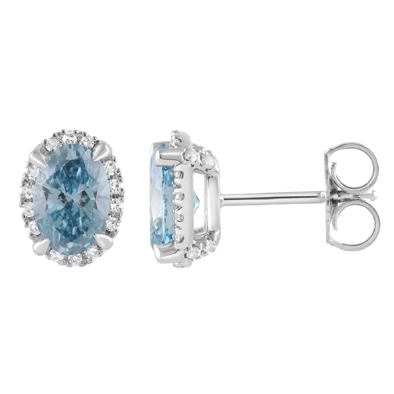 Signature EcoLove 2-1/4 CTW Fancy Blue Lab Grown Diamond Earrings in 14KT White Gold