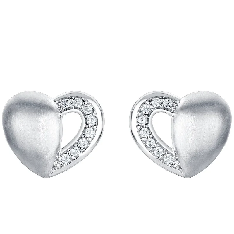 Sterling Silver Cubic Zirconia Dainty Heart Earrings