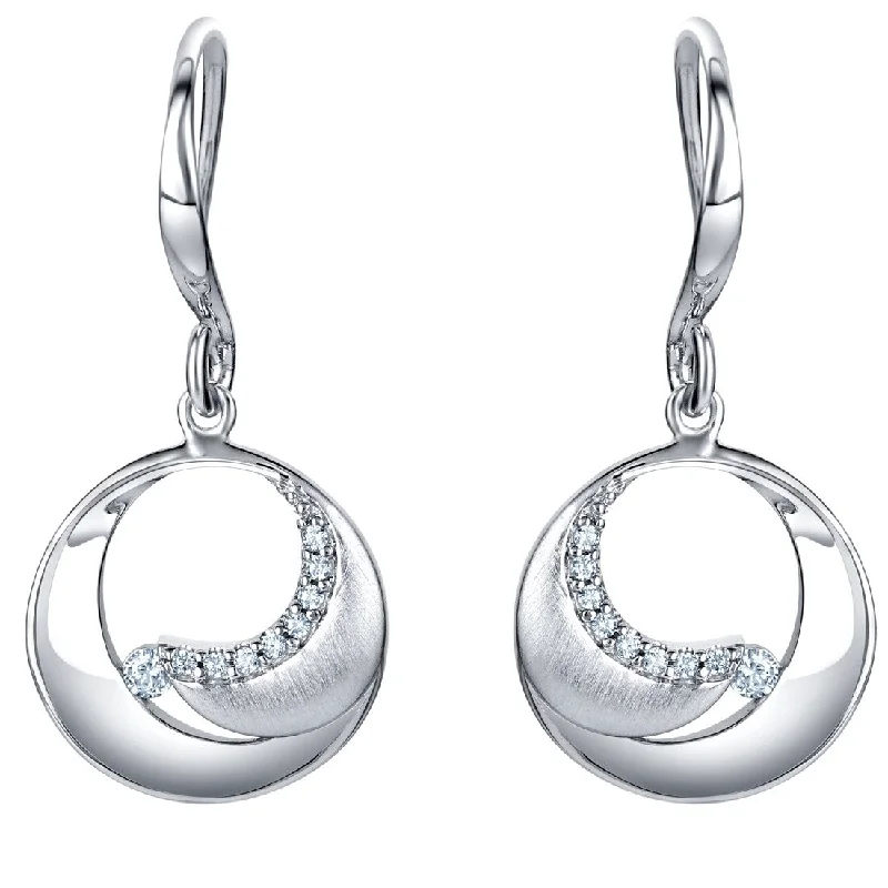 Sterling Silver Cubic Zirconia Inner Circle Drop Earrings