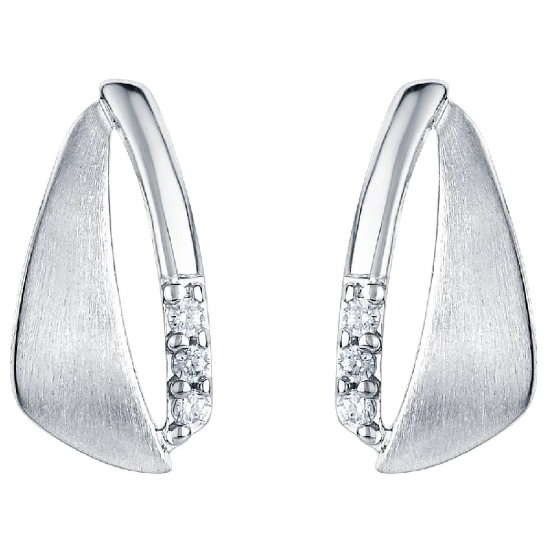 Sterling Silver Cubic Zirconia Minimalist Siren Earrings