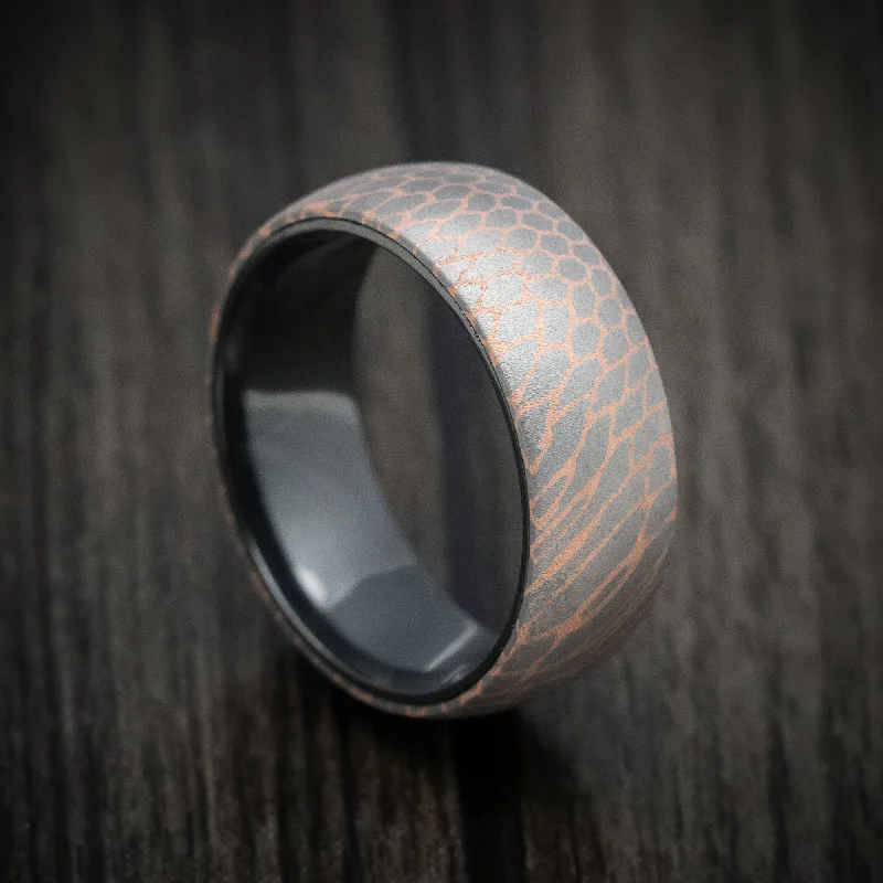 Superconductor Men's Ring with Black Zirconium Sleeve Custom Made Band