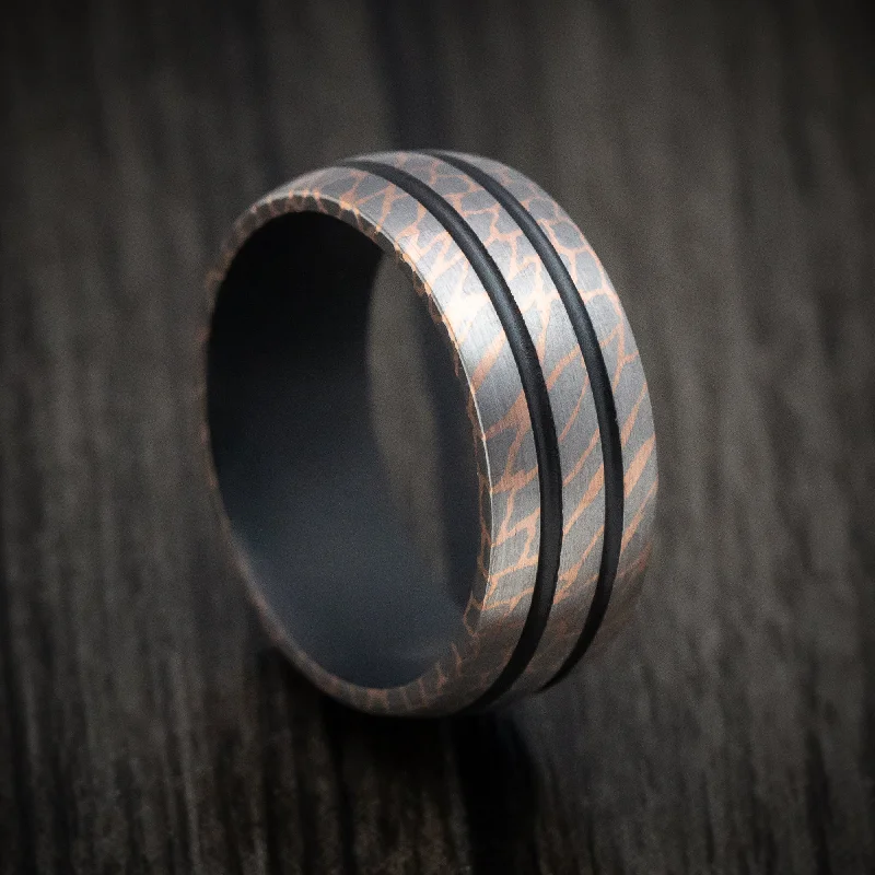 Superconductor Men's Ring with Cerakote Sleeve and Inlays Custom Made Band