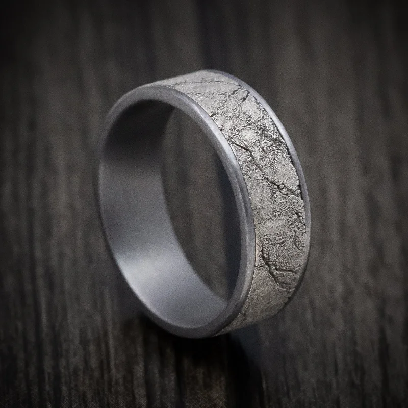 Tantalum Men's Ring with 14K Gold Marble Texture Inlay