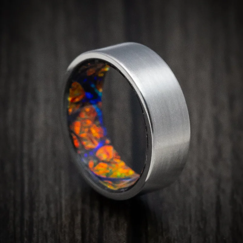 Titanium and Dichrolam Sleeve Men's Ring Custom Made Band