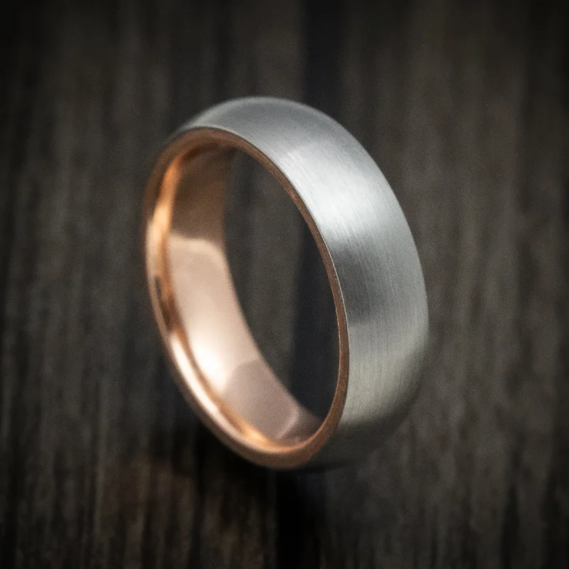 Titanium Men's Ring with 14K Gold Sleeve Custom Made Wedding Band