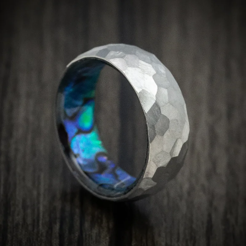 Titanium Men's Ring with Abalone Sleeve Custom Made Band