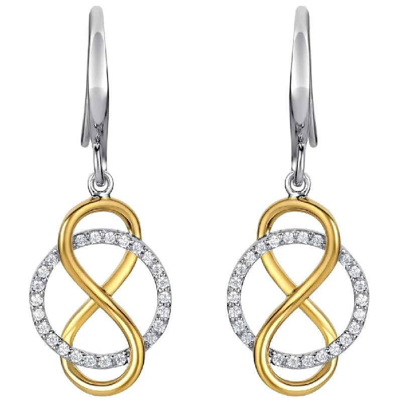 Two-Tone Sterling Silver Cubic Zirconia Infinity Drop Earrings