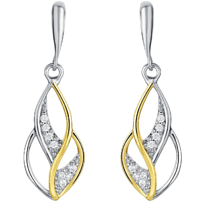 Two-Tone Sterling Silver Cubic Zirconia Infinity Teardrop Earrings