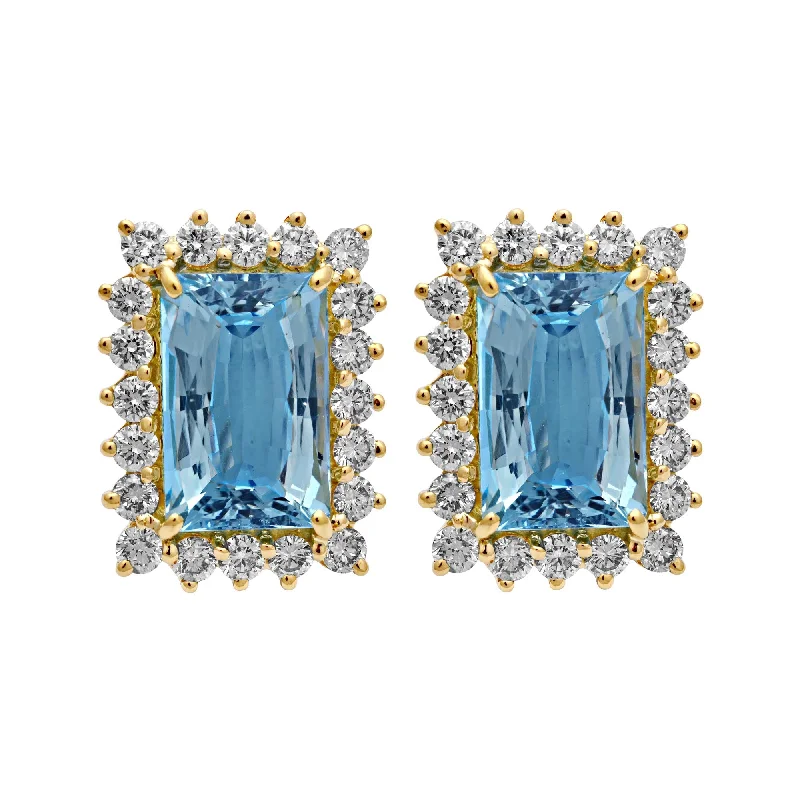 Earrings-Aquamarine and Diamond